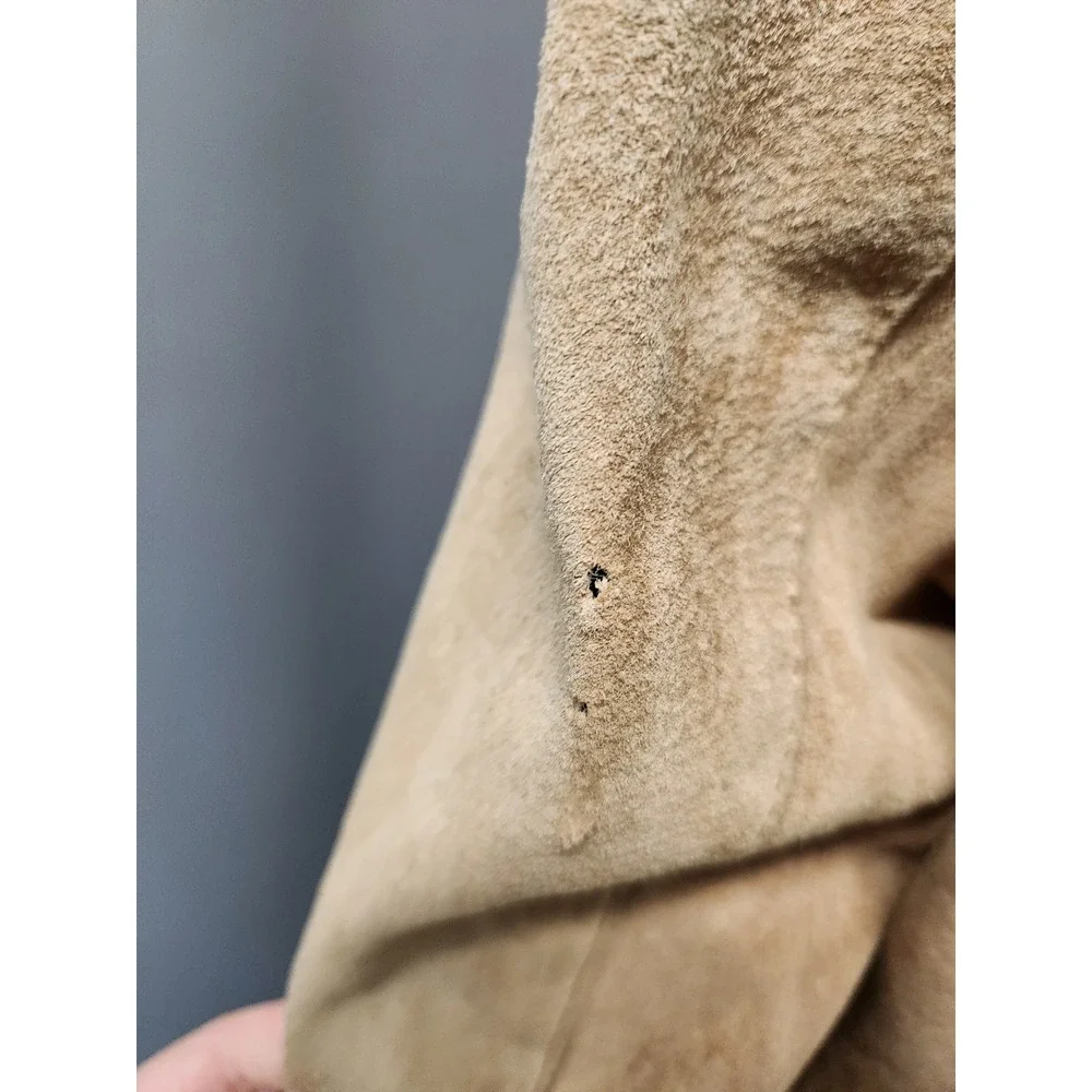 Vintage 90s Berman's Grunge Leather Blazer Tan Suede 2-Button Sport Coat Size 46